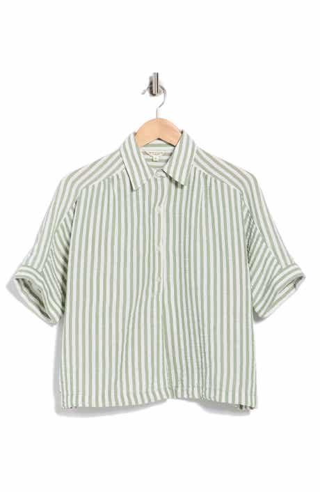 MAX STUDIO Textured Stripe Camp Shirt