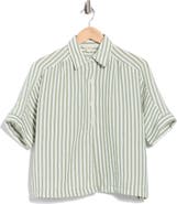 MAX STUDIO Textured Stripe Camp Shirt