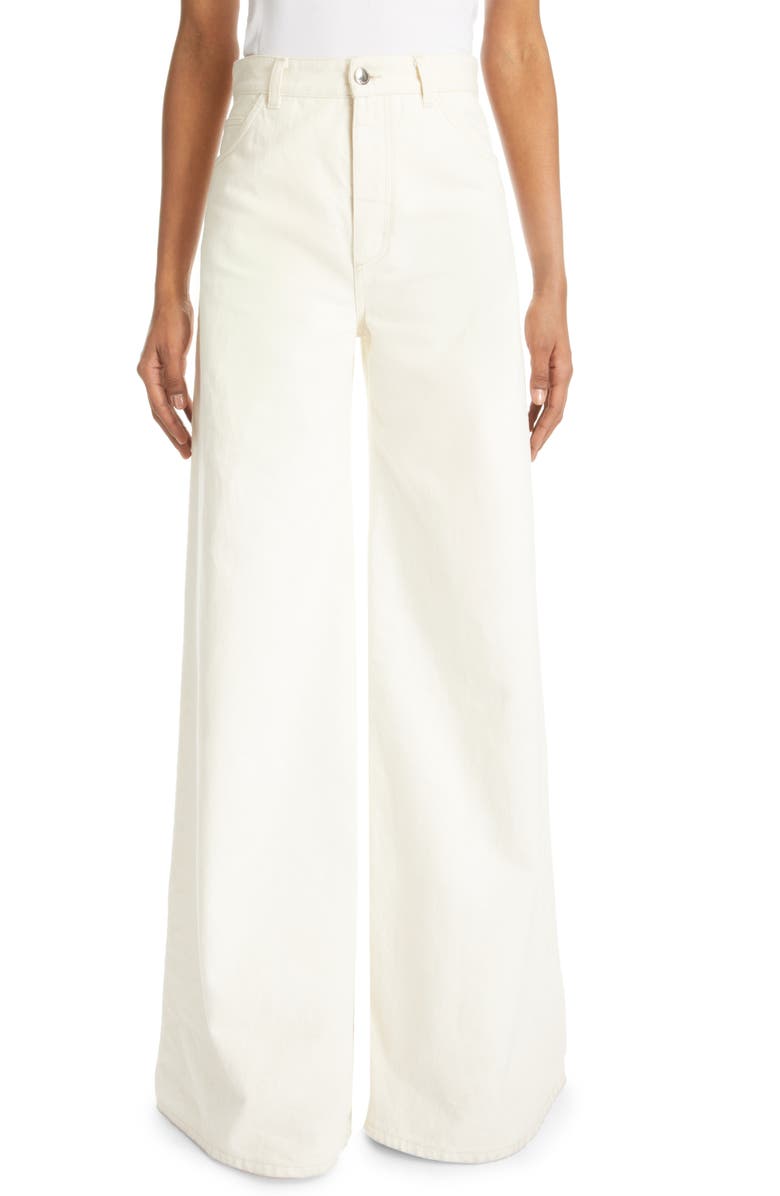 Chloé Recycled Cotton Blend Wide Leg Jeans, Main, color,