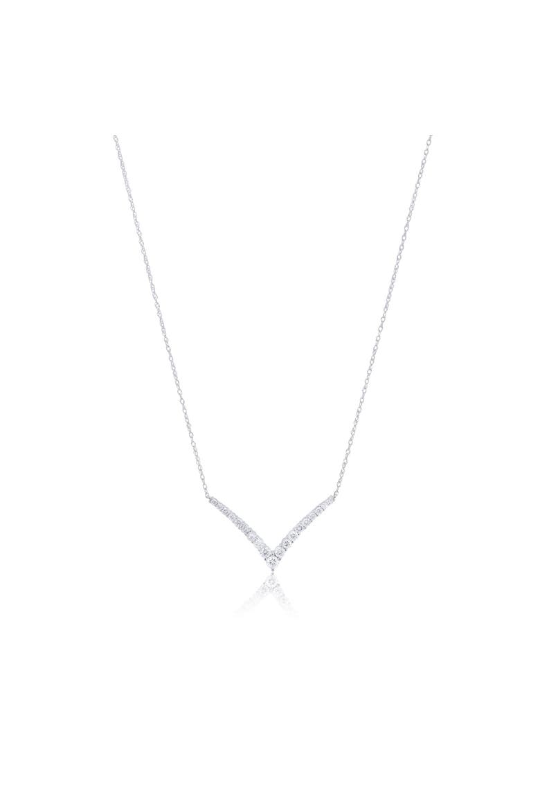 Diamond V Necklace, Main, color, White Gold
