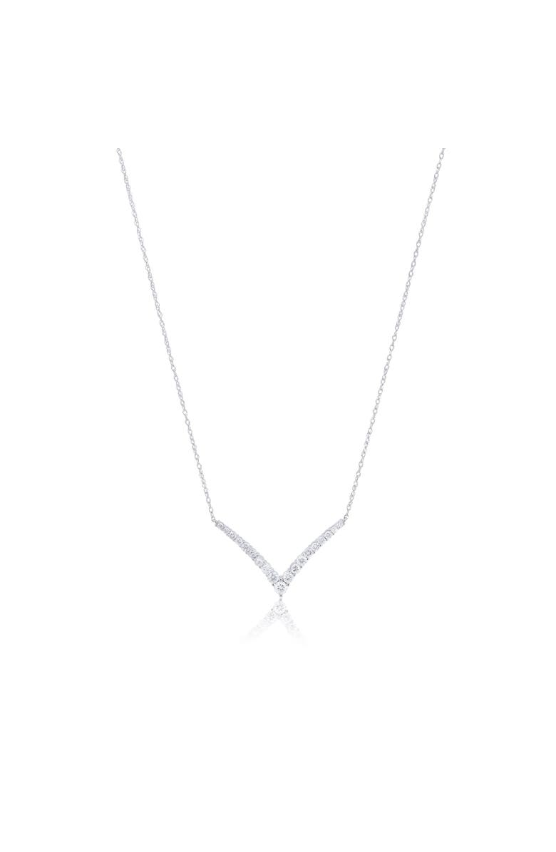 The Lovery Fine Jewelry Diamond V Necklace, Main, color, White Gold