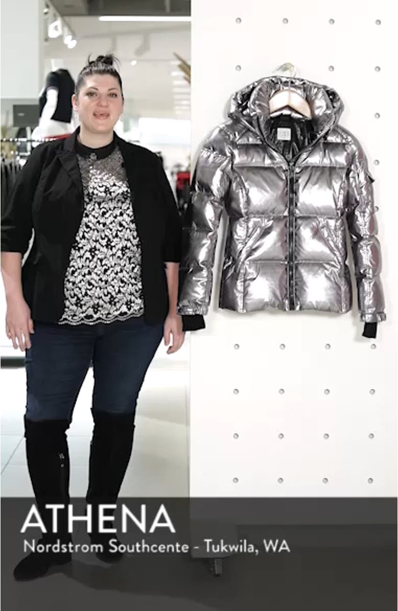 Kylie Metallic Quilted Jacket with Removable Hood, sales video thumbnail
