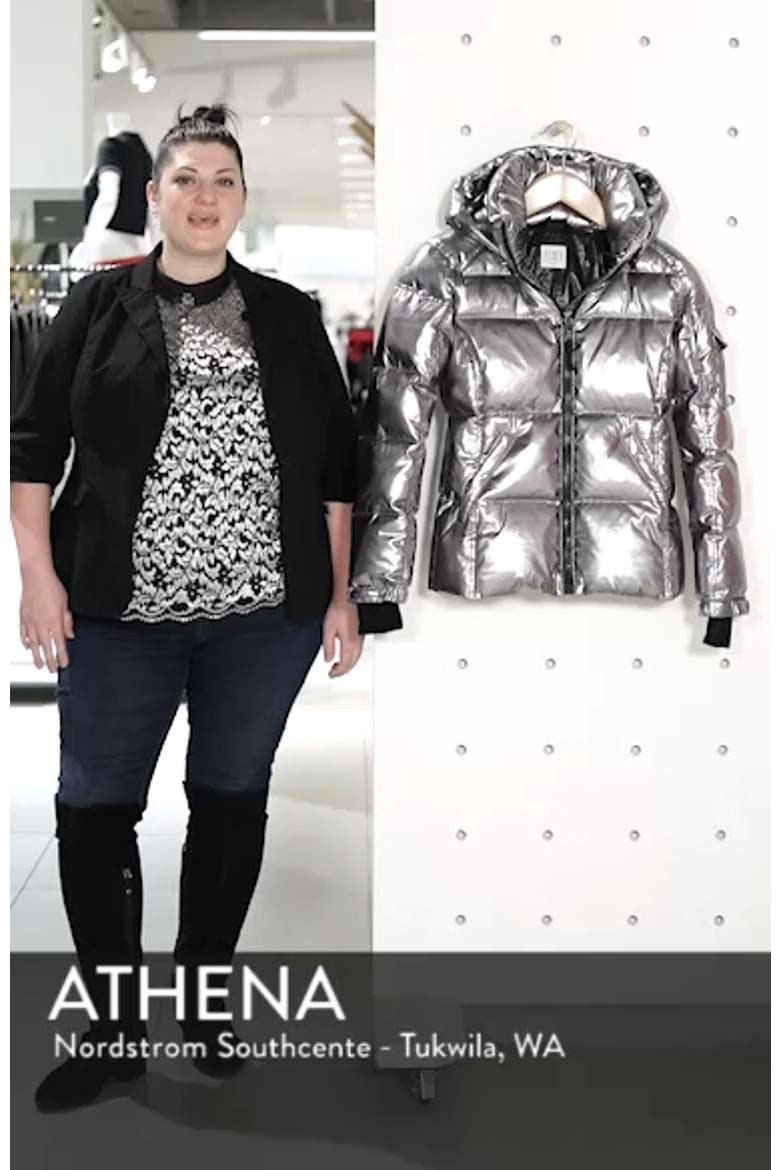 Kylie Metallic Quilted Jacket with Removable Hood video
