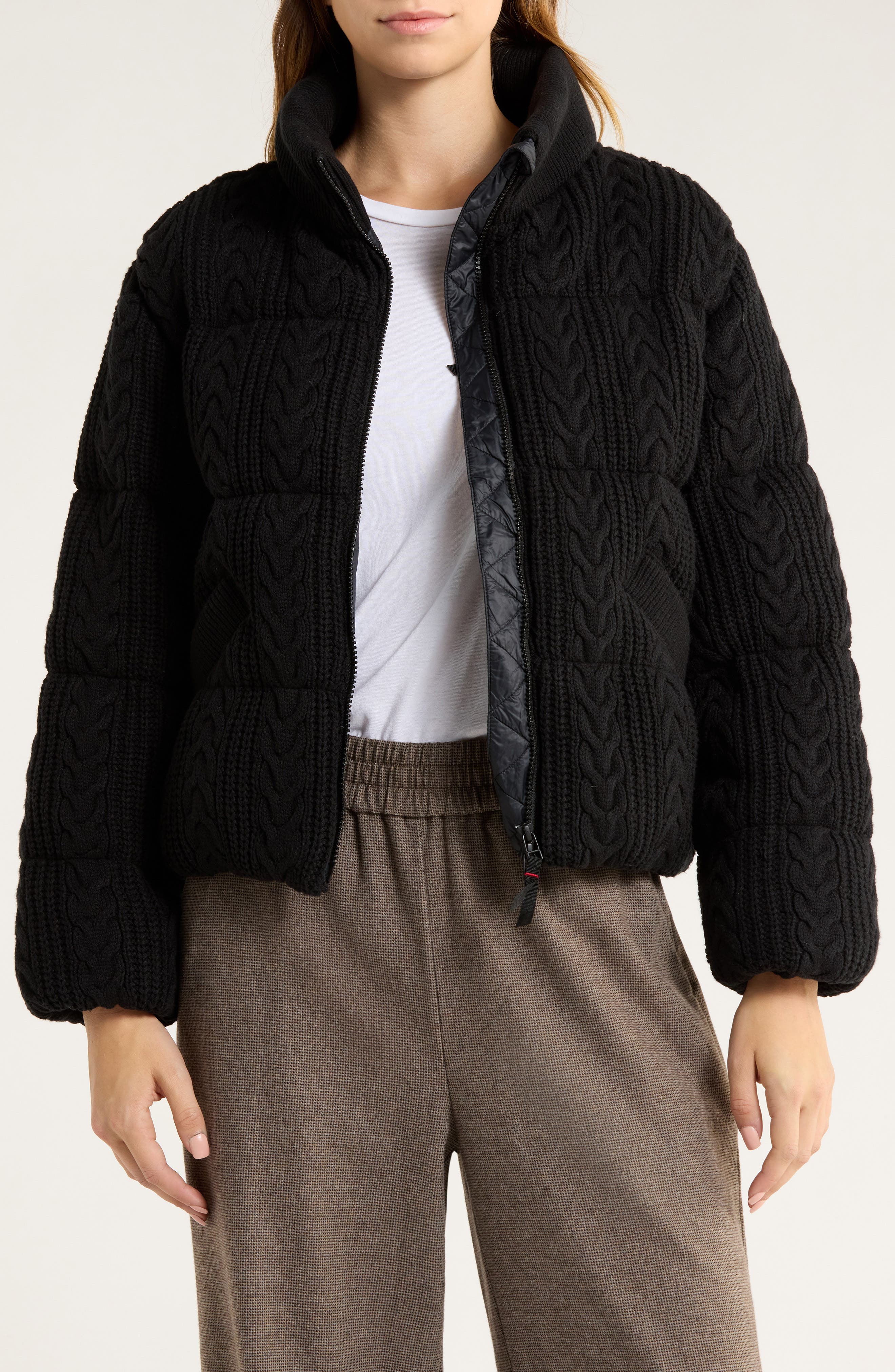 Alba Cable Knit Cotton Blend Puffer Jacket