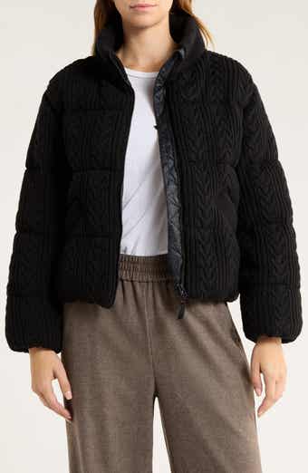 Marine Layer Alba Cable Knit Cotton Blend Puffer Jacket