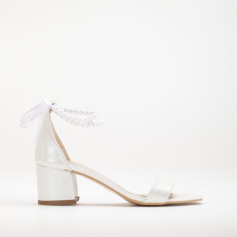 Illy Low Block Heel Sandals with Pearls