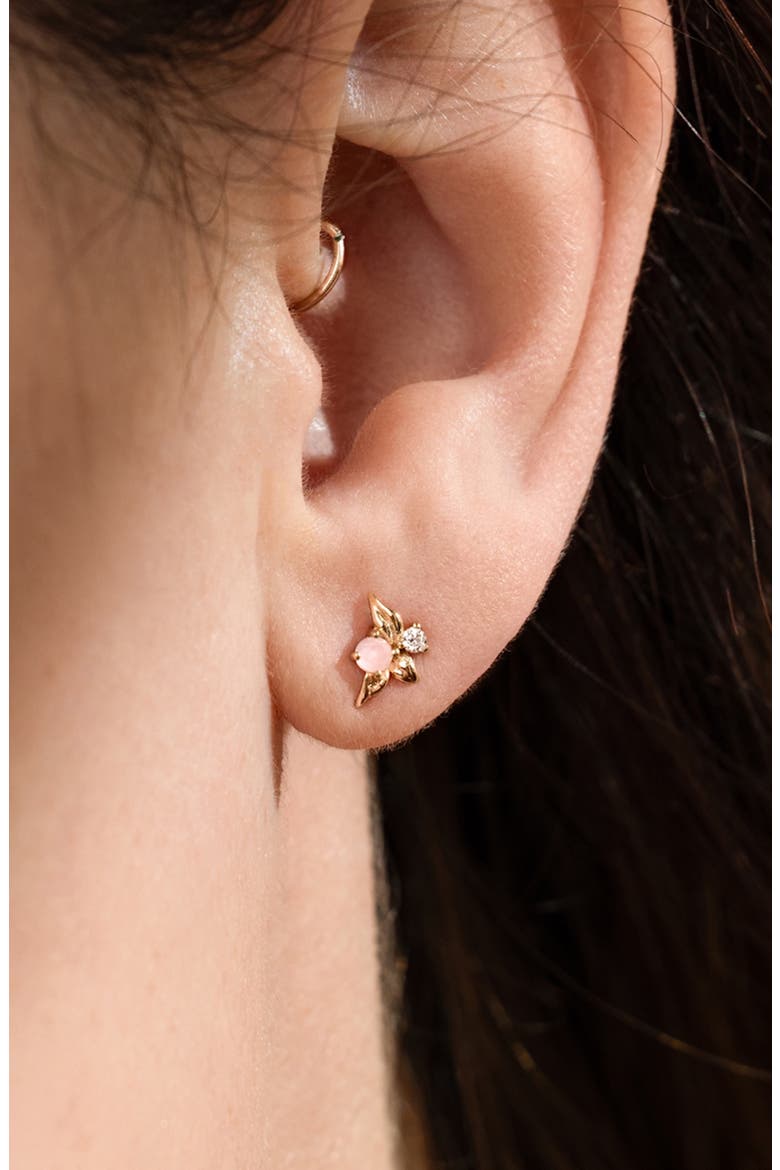 Lumi Flora Stud Earrings, Alternate, color, GOLD VERMEIL/ PINK