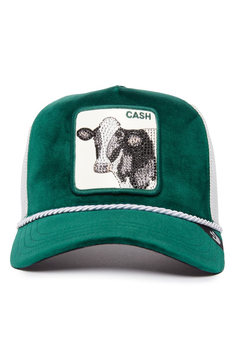 Goorin Bros. Emerald Cow Satin Front Trucker Hat, Alternate, color, 