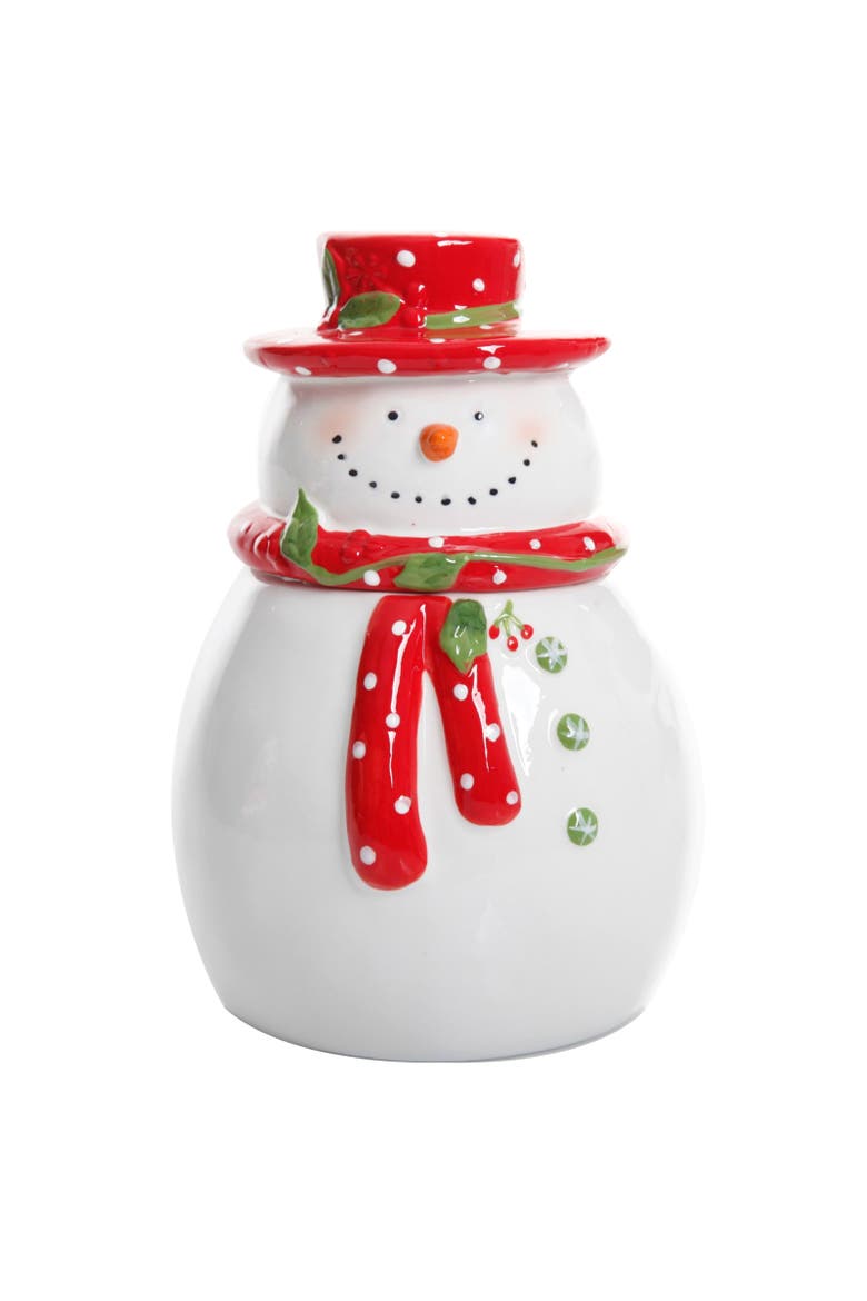 Jolly Plenitude 7.5" Snowman Cookie Jar, Main, color, White