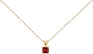 Haus of Brilliance 14K Gold 5x5 MM Square Shaped Gemstone Solitaire Pendant Necklace