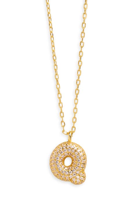 Cubic Zirconia Bubble Inital Pendant Necklace