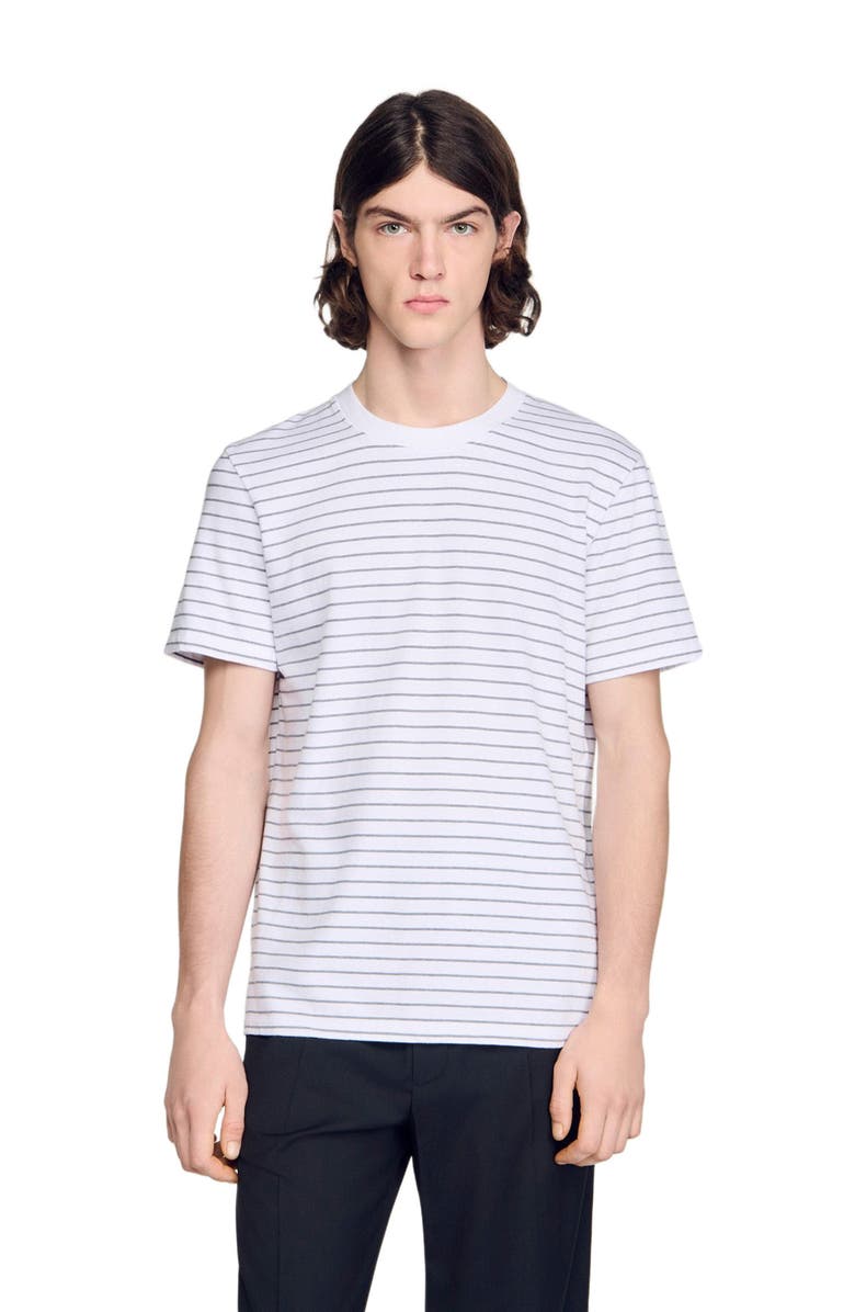 SANDRO Striped T-shirt, Main, color, White / Black