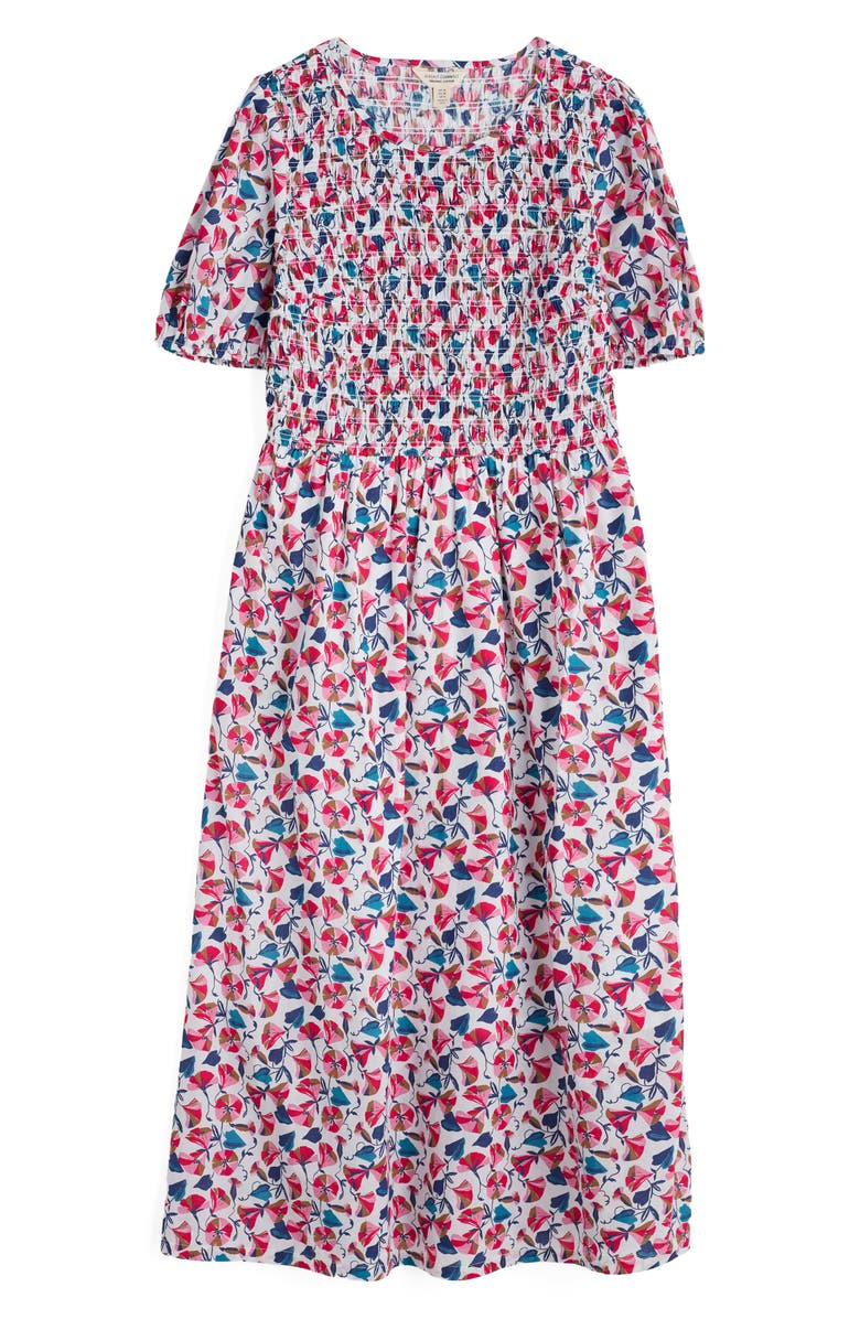 Seasalt Cornwall Meadowsweet Smocked Organic Cotton Midi Dress, Alternate, color, Parasol Floral Chalk