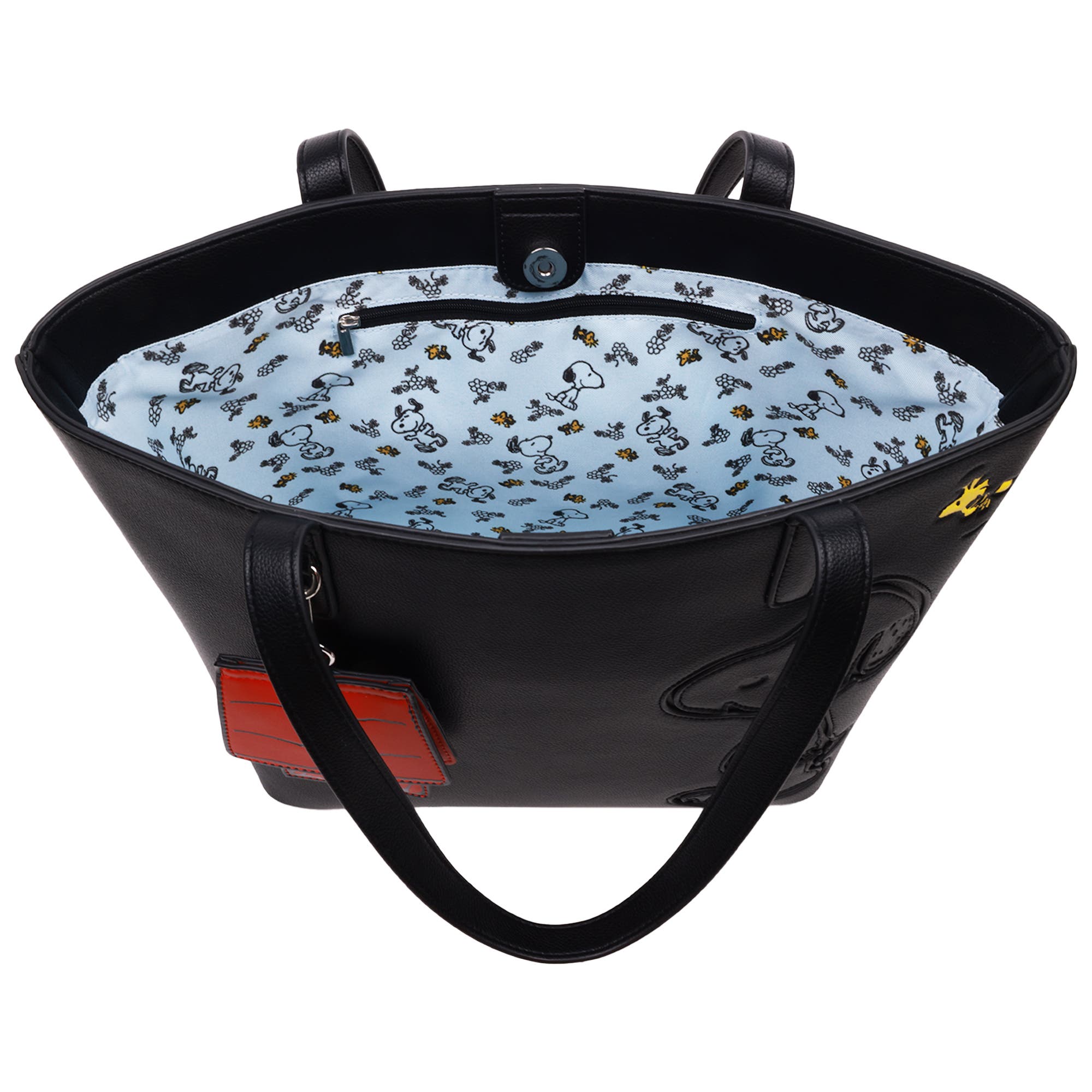 Daniele Nicole Peanuts Snoopy Minimal Tote Bag with Doghouse Cardholder, Alternate, color, Black