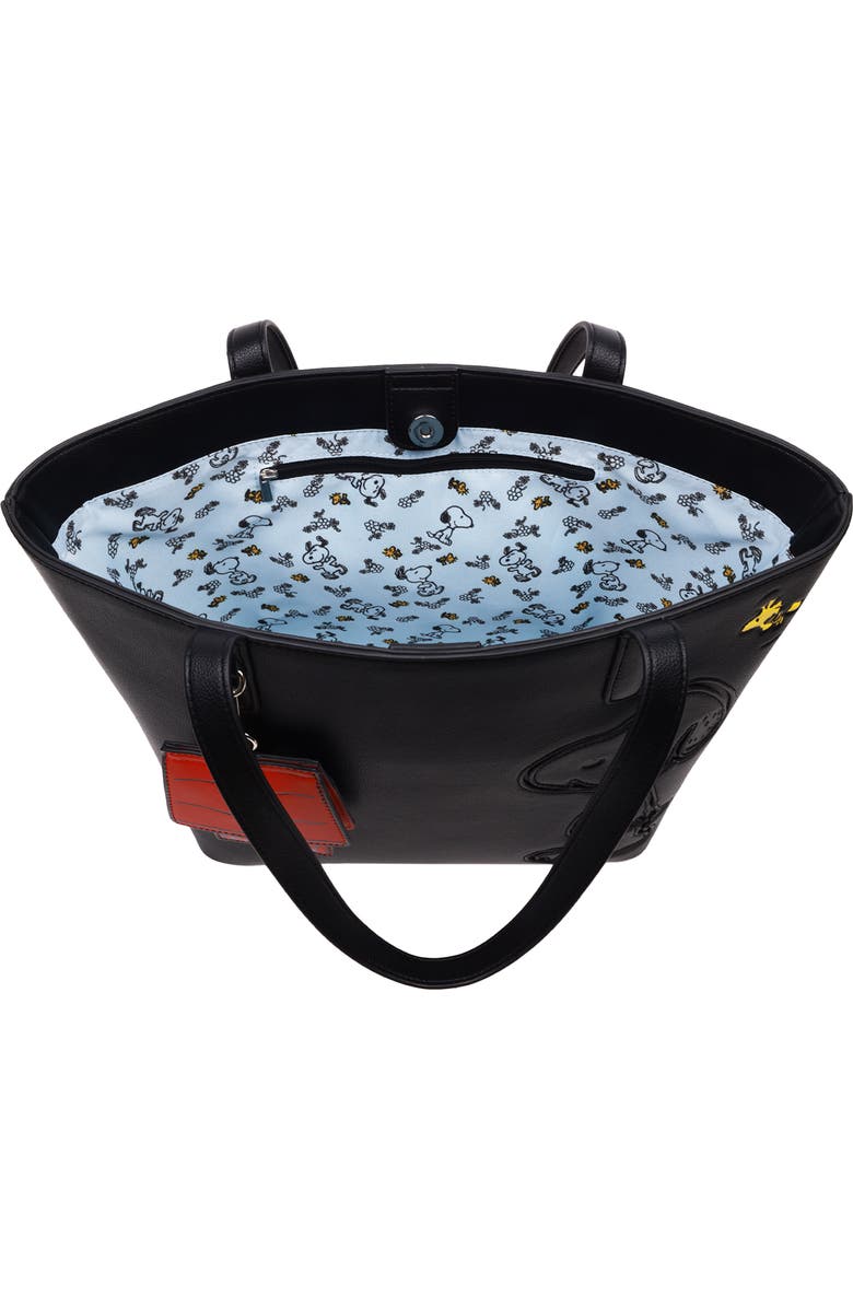 Daniele Nicole Peanuts Snoopy Minimal Tote Bag with Doghouse Cardholder, Alternate, color, Black