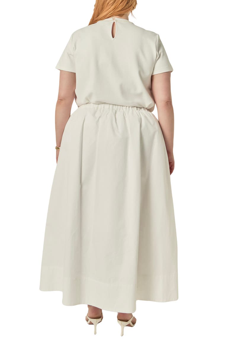 Appliquéd Floral Midi Skirt, Alternate, color, WHITE