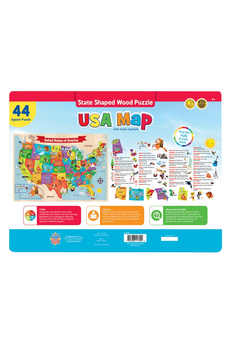 USA Map - 44 Piece Wood Jigsaw Puzzle, Alternate, color, Multicolor