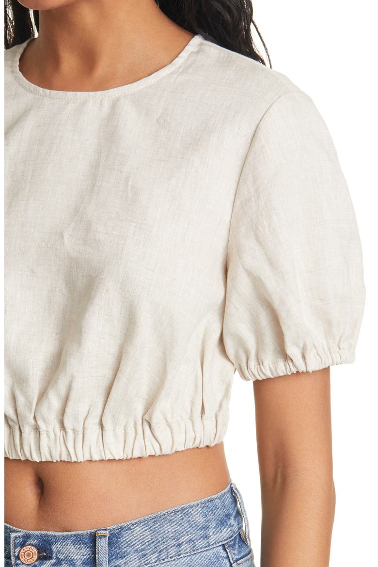 Athena Linen Crop Top, Alternate, color, NATURAL