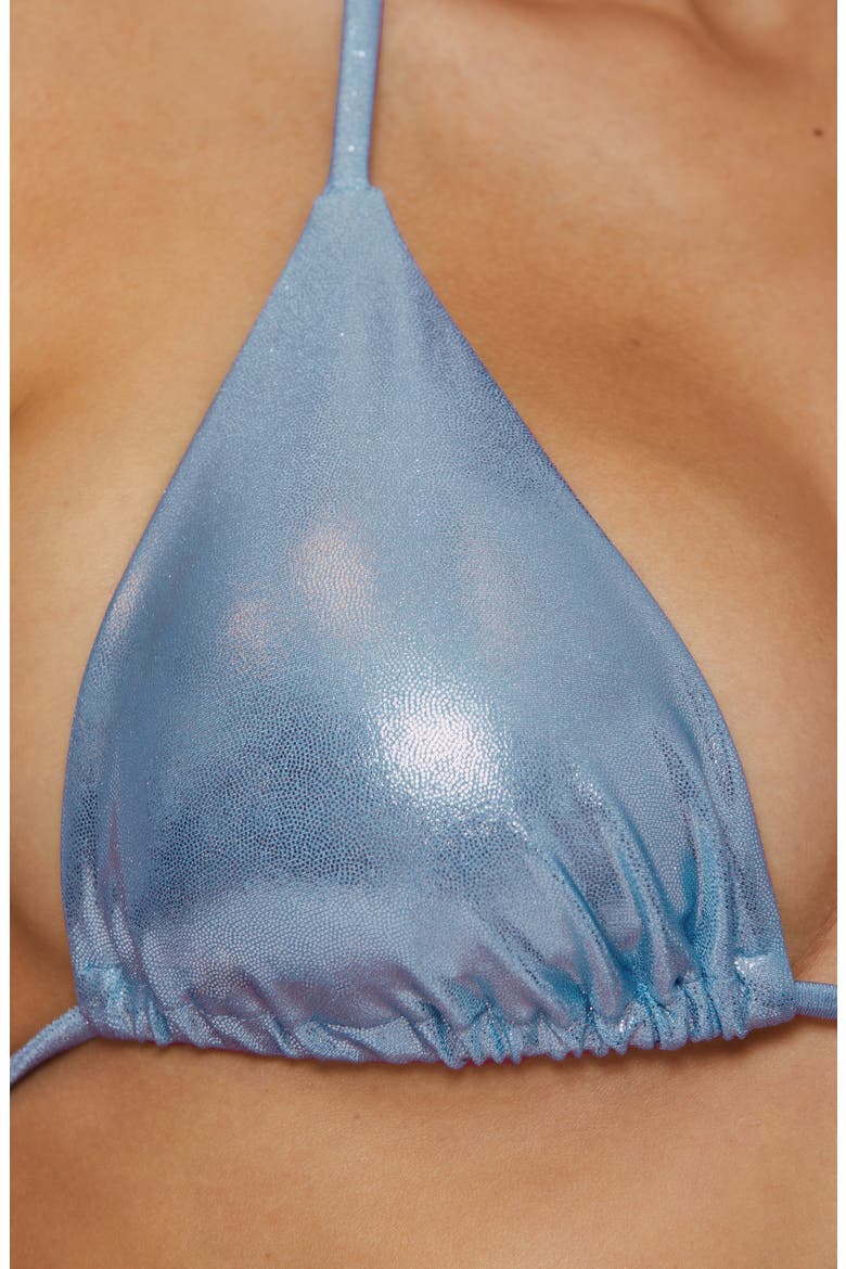 Liquid Metal Triangle Bikini Top, Alternate, color, LIGHT BLUE