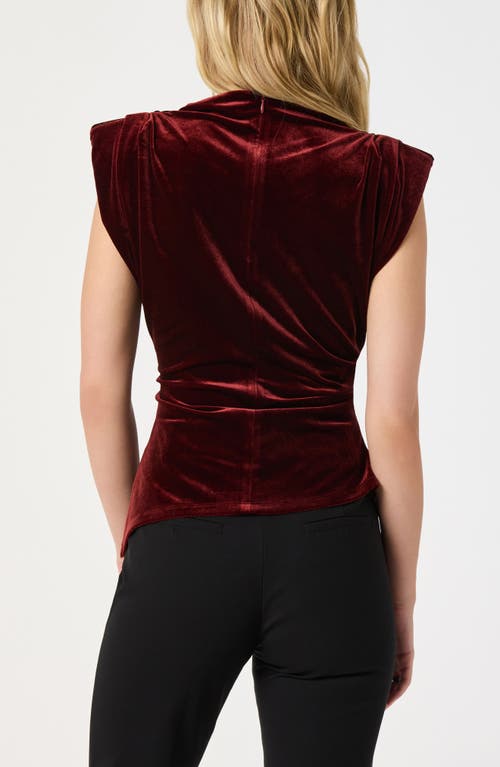 Astr The Label Strong Shoulder Velvet Top In Burgundy