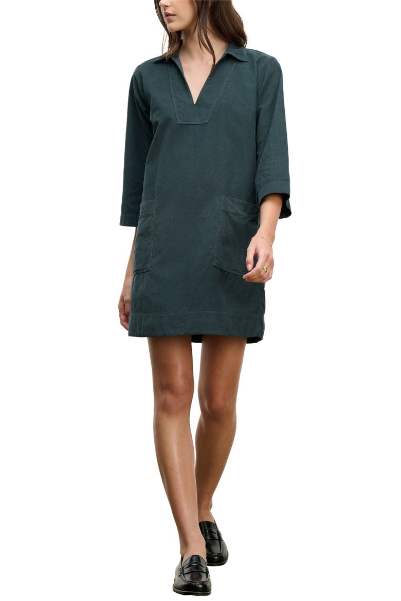 Elke Corduroy Shift Dress, Alternate, color, MALLARD BU