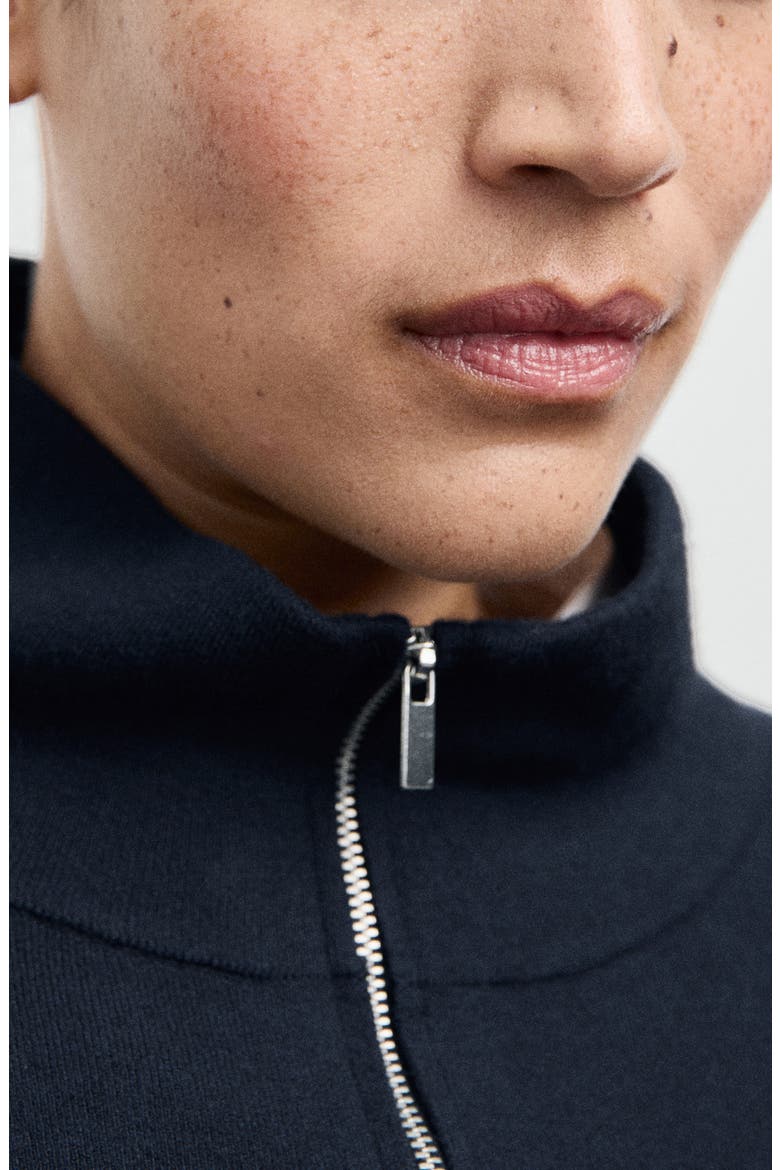 Contrast Stripe Half Zip Sweater, Alternate, color, NAVY