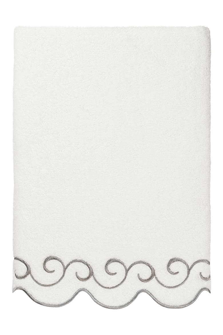 Simplicity Scallop 6-Piece Turkish Cotton Towel Set, Alternate, color, WHITE/ GRAY