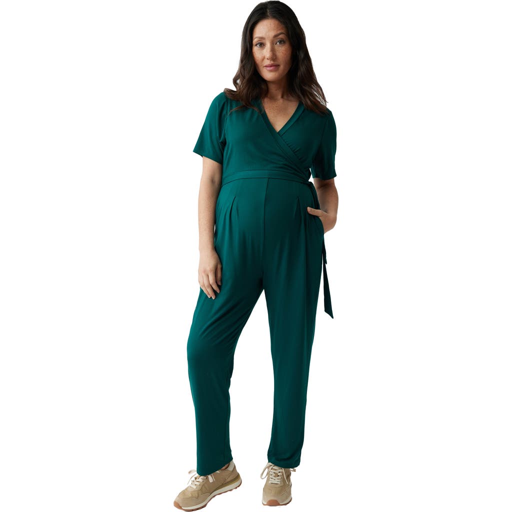 Ingrid & Isabel Maternity Everywear Short Sleeve Jumpsuit In Green