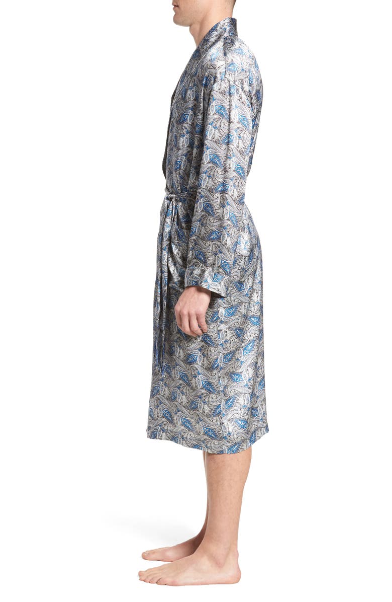 Majestic International Cypress Silk Paisley Robe, Alternate, color, 