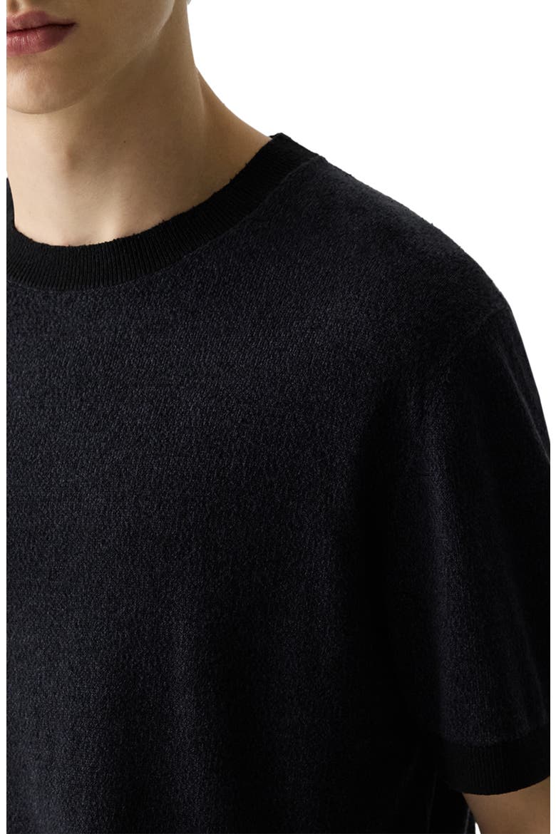 Linen & Silk Crewneck Tee, Alternate, color, BLACK