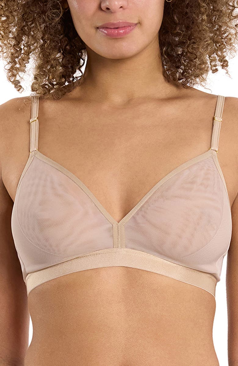 Hanky Panky Mesh Wireless Bra, Main, color, Chai