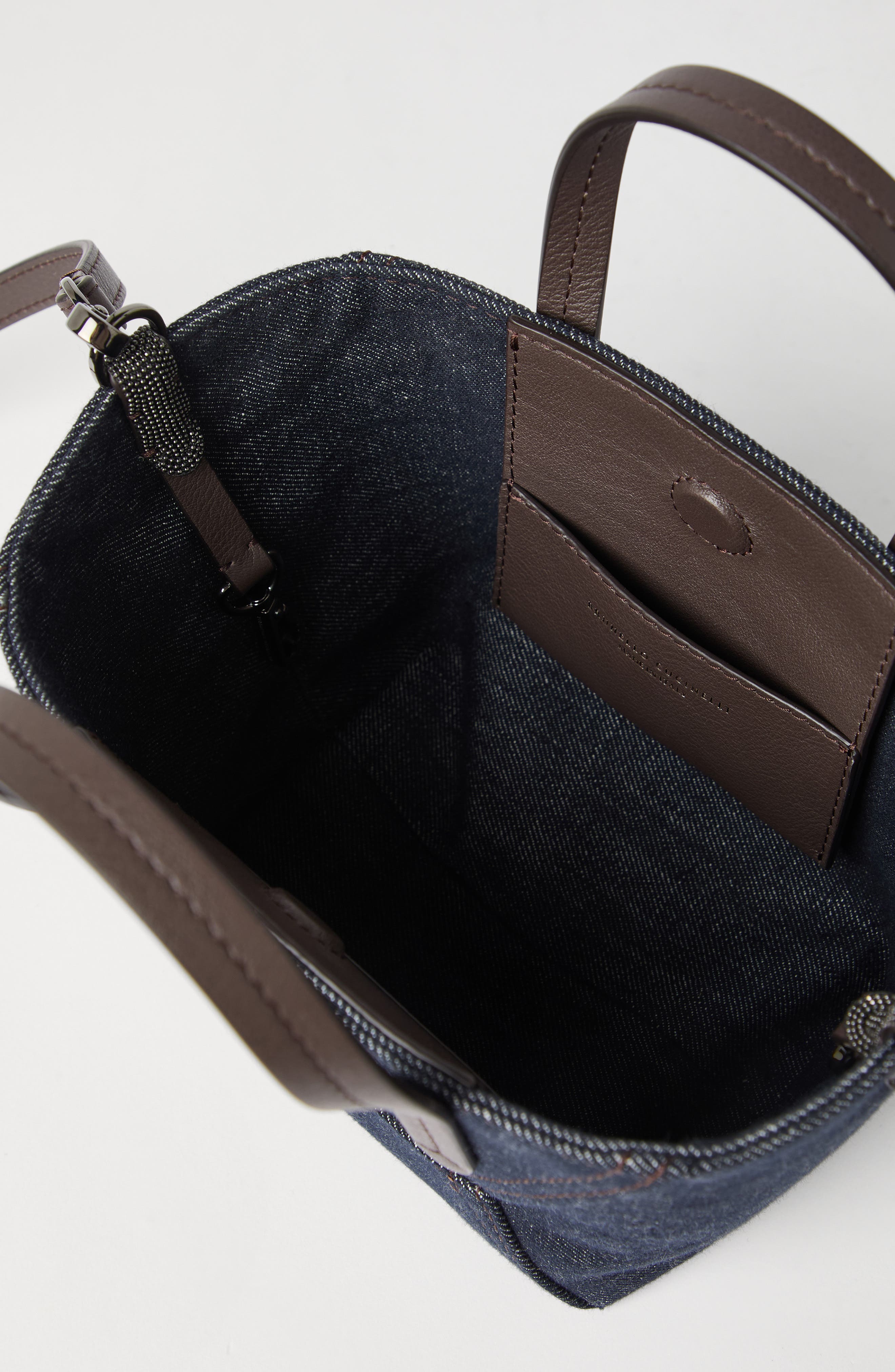 Brunello Cucinelli Twill BC Duo mini bag, Alternate, color, Dark Denim