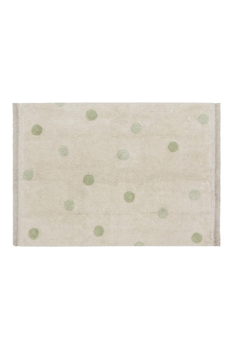 Polka Dot Fringe Trim Washable Cotton Blend Rug, Main, color, NATURAL