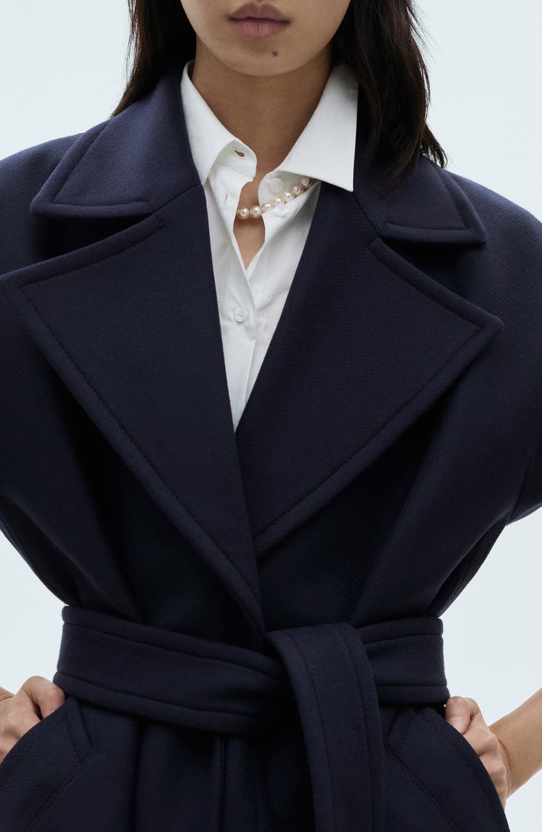 MANGO Belted Virgin Wool Blend Coat, Alternate, color, 
