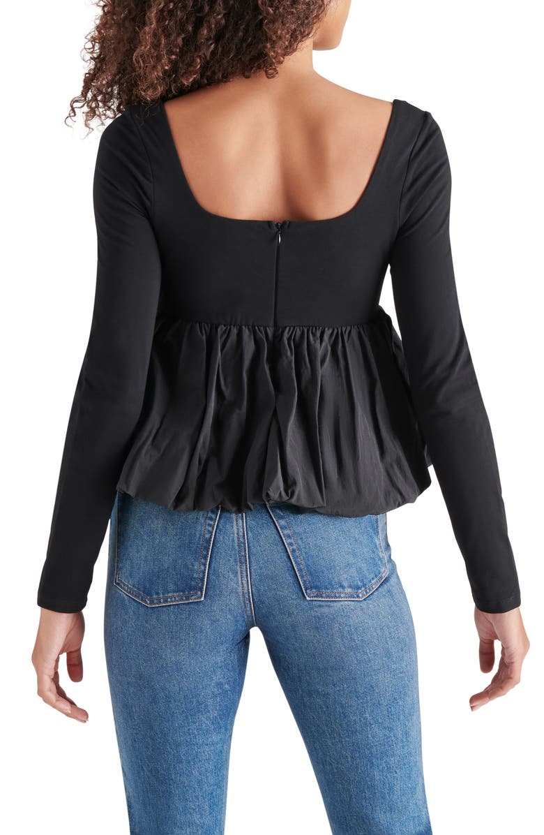 Steve Madden Avielle Bubble Hem Top, Alternate, color, Black