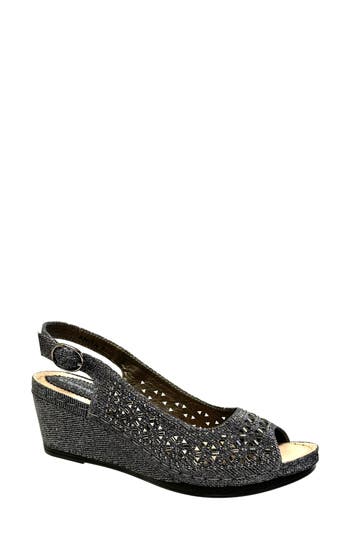 Ninety Union Anita Crystal Embellished Slingback Wedge Sandal In Pewter