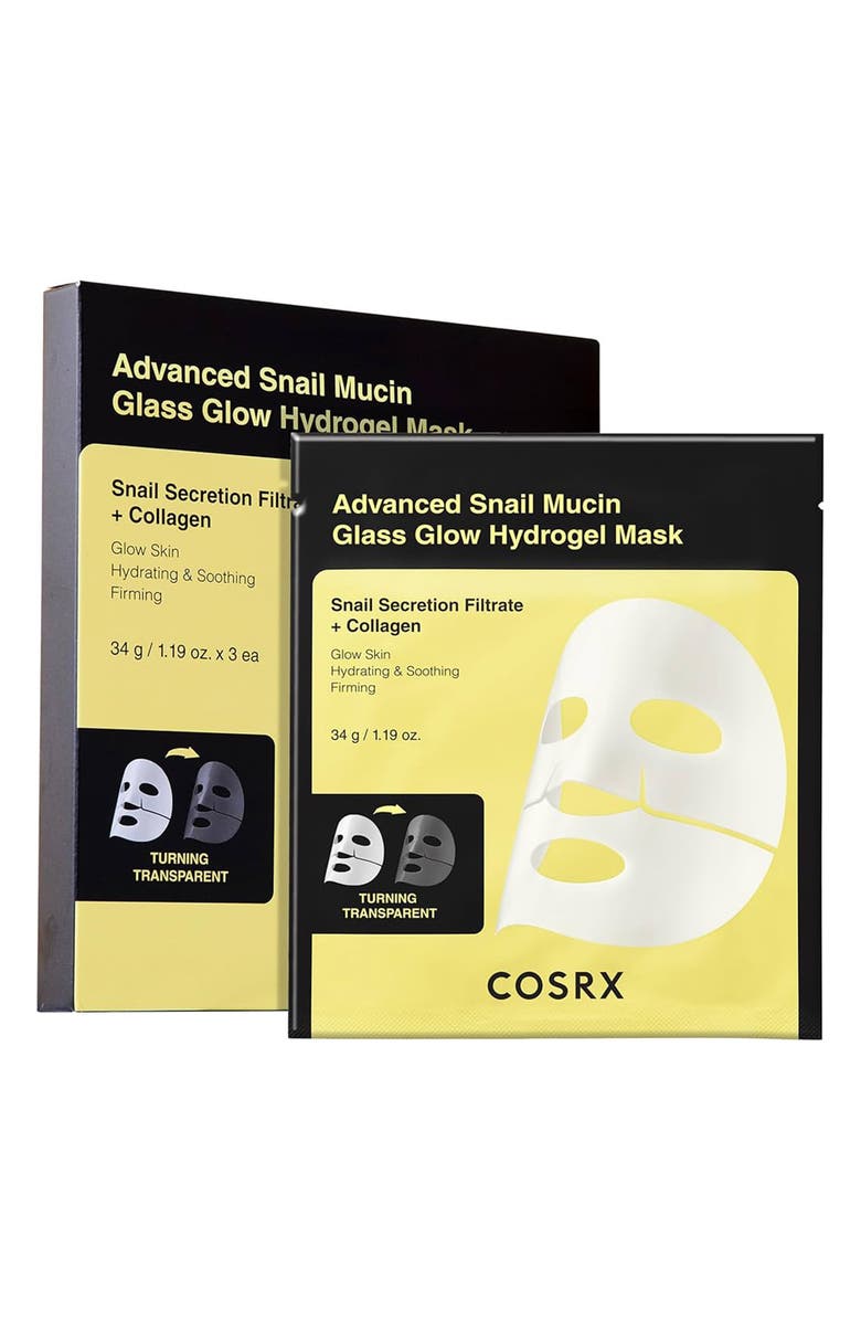 COSRX Advanced Snail Mucin Glass Glow Hydrogel Mask, Main, color,