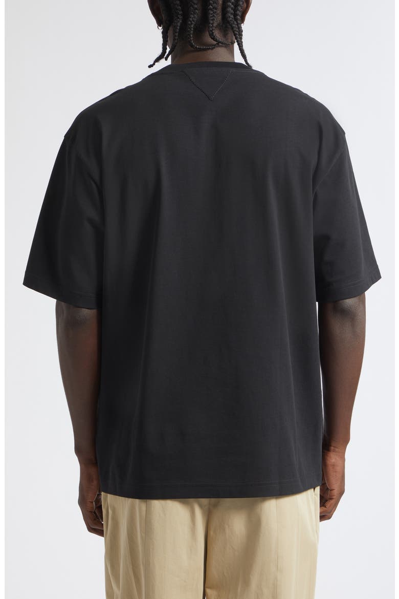Cotton Pocket T-Shirt with Lambskin Leather Patch Pocket, Alternate, color, 1010 DOUBLE BLACK