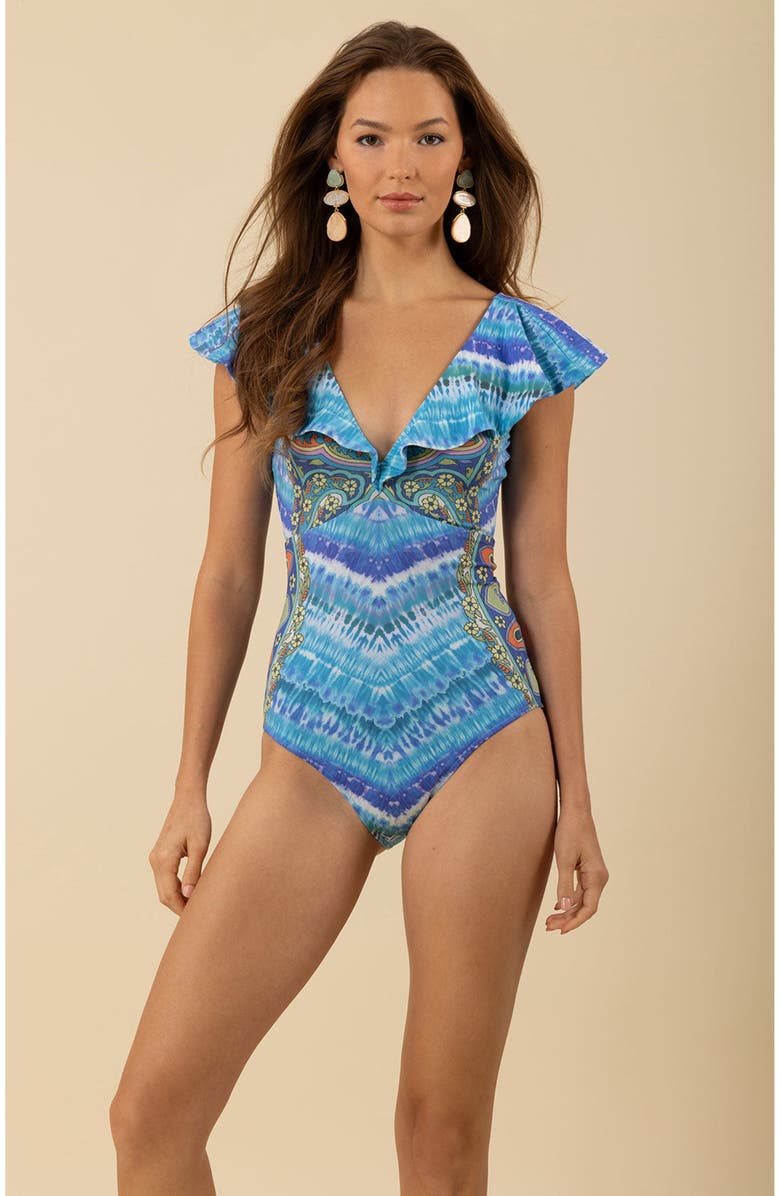 Hale Bob Nevaeh Ruffle Swimsuit, Alternate, color, 
