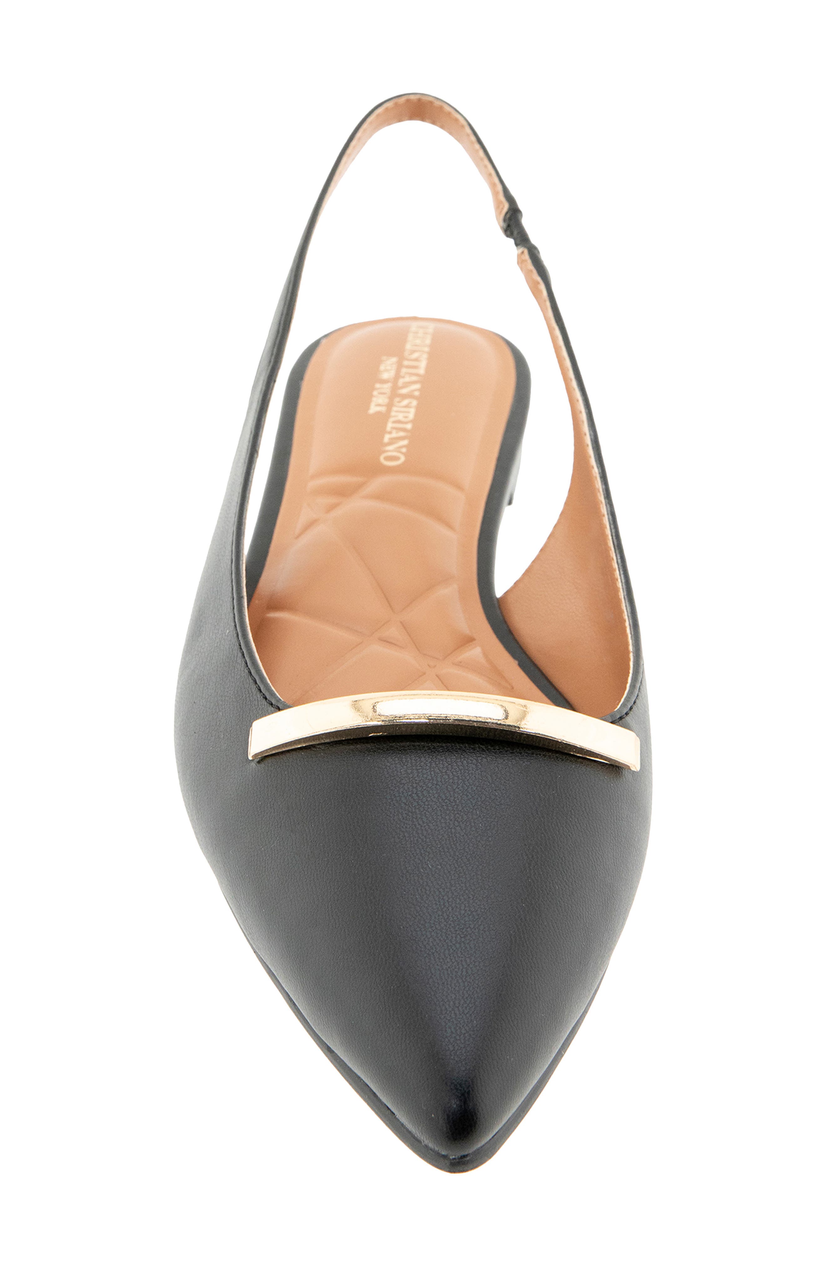 Kimbal Pointed Toe Slingback Flat, Alternate, color, BLACK PU