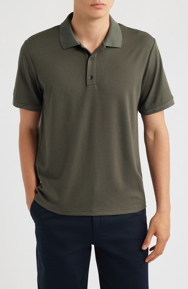 rag & bone Slim Fit Tech Piqué Polo, Main, color, Dark Shadow