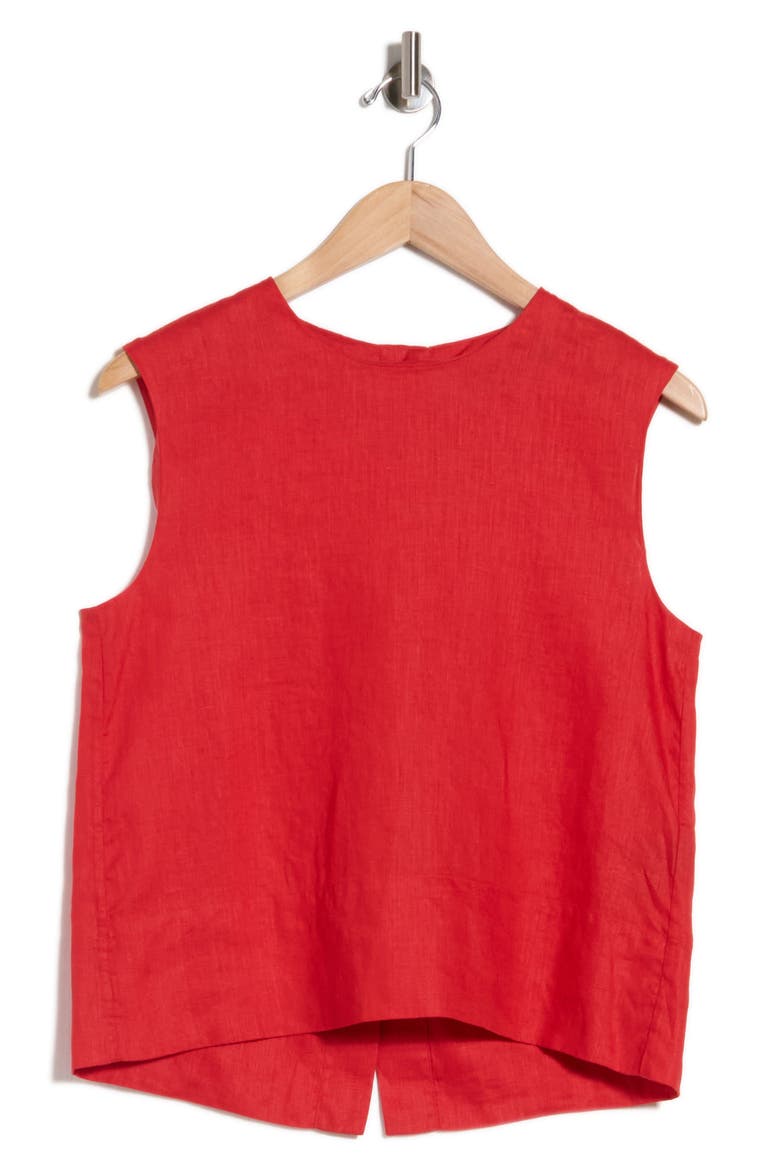 Button Back Sleeveless Shell, Alternate, color, CHERRY RED