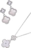 Adornia Mother-of-Pearl Clover Pendant Necklace & Drop Earrings Set