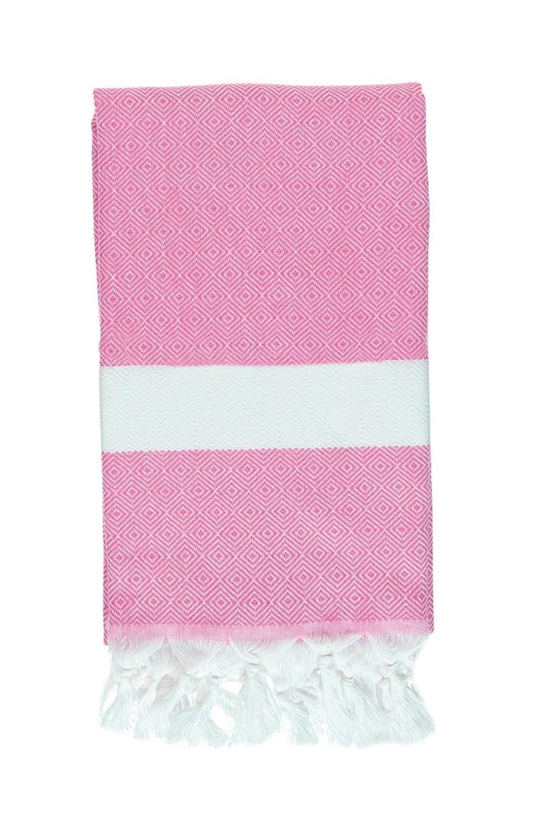 Charleston Stripe Turkish Cotton Beach Towel, Main, color, Bright Pink