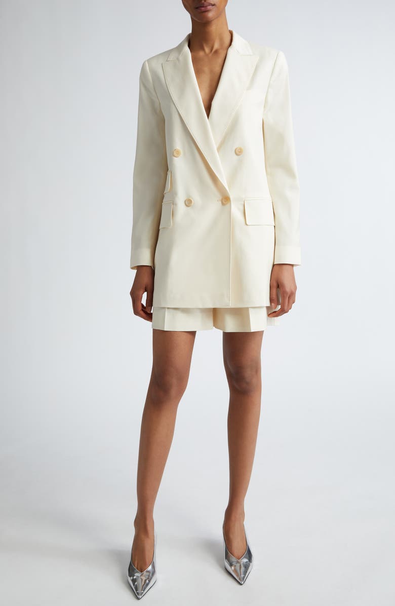 Max Mara Elegia Double Breasted Virgin Wool Blazer, Alternate, color, Vanilla
