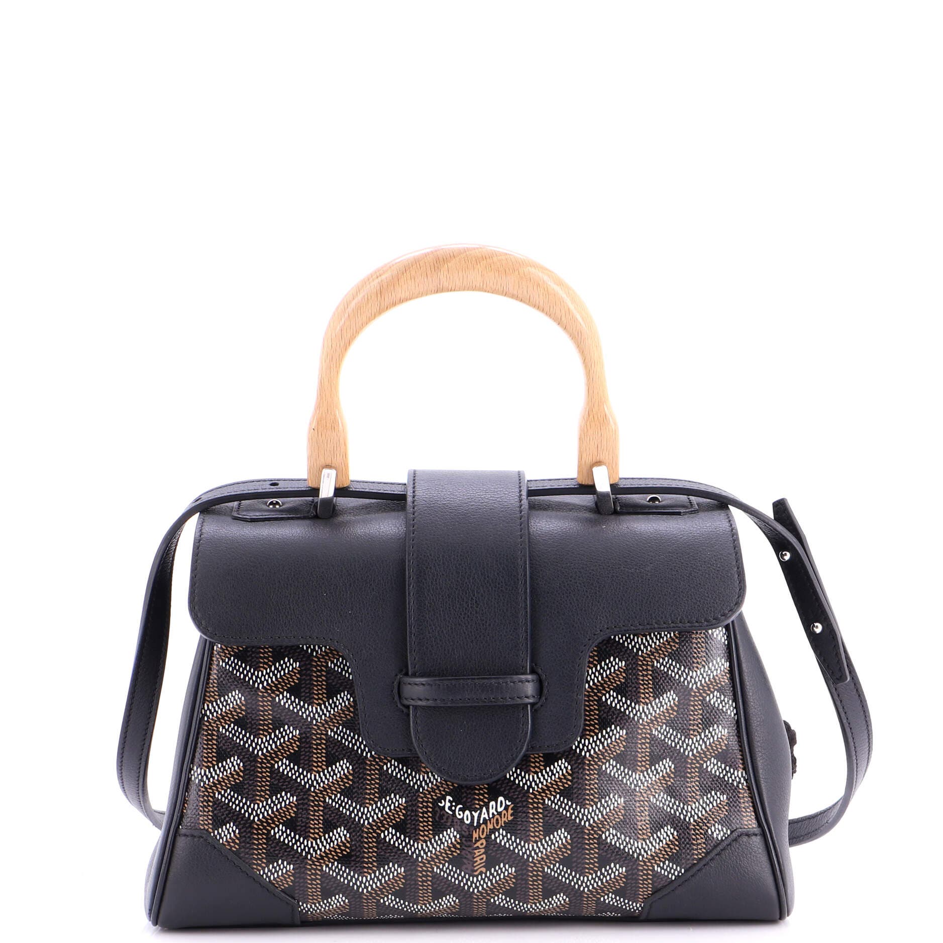 Saigon Top Handle Bag Coated Canvas with Leather Mini, Main, color, Black