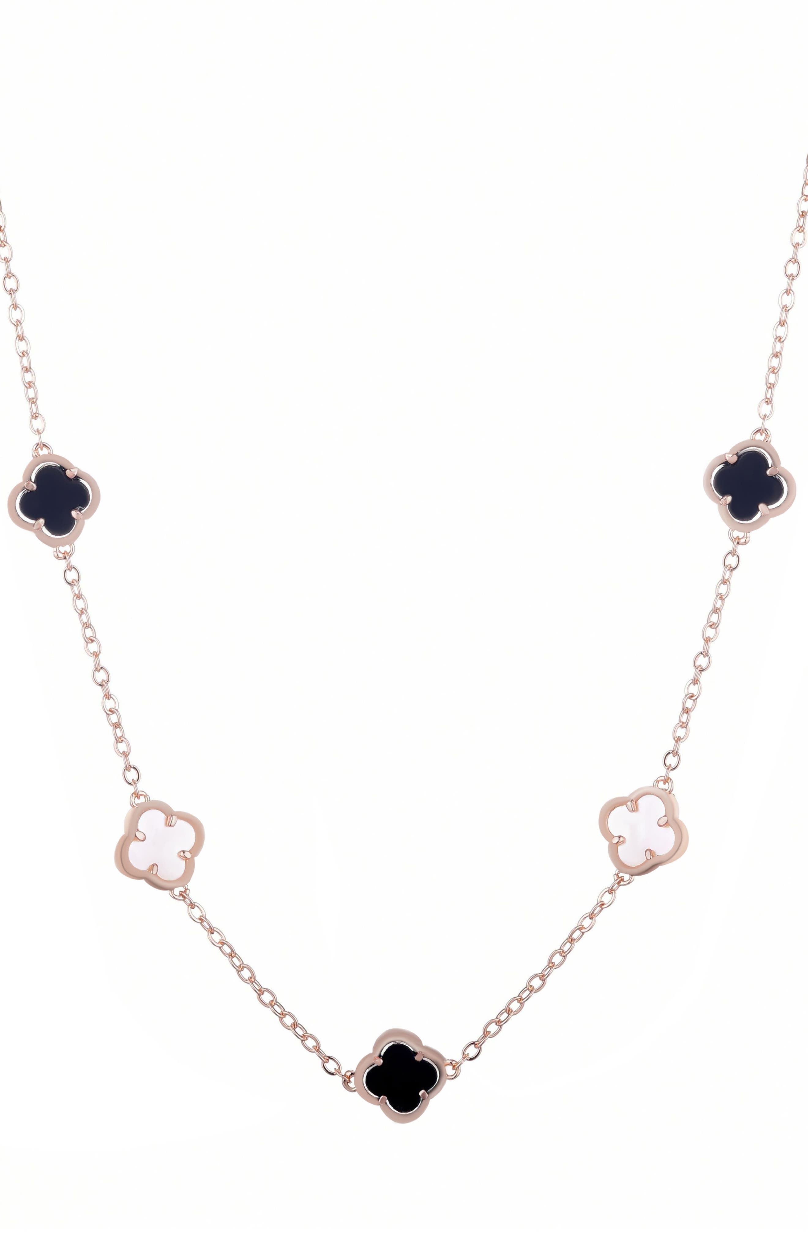 Adornia Enamel Clover Station Necklace