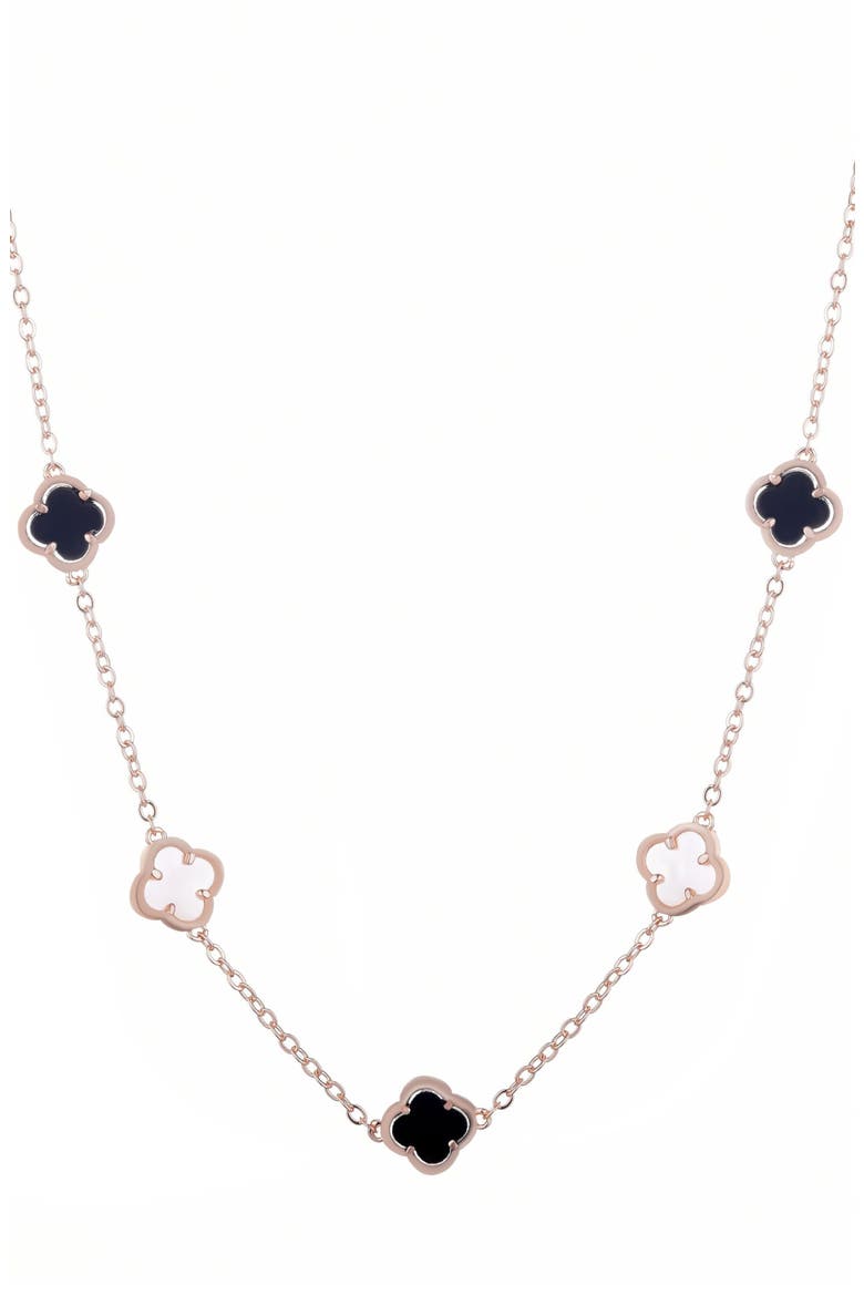 Enamel Clover Station Necklace, Main, color, PINK/ WHITE
