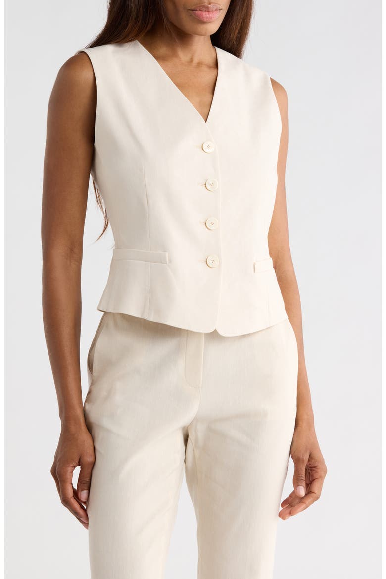 Linen Blend Vest, Main, color, SAND