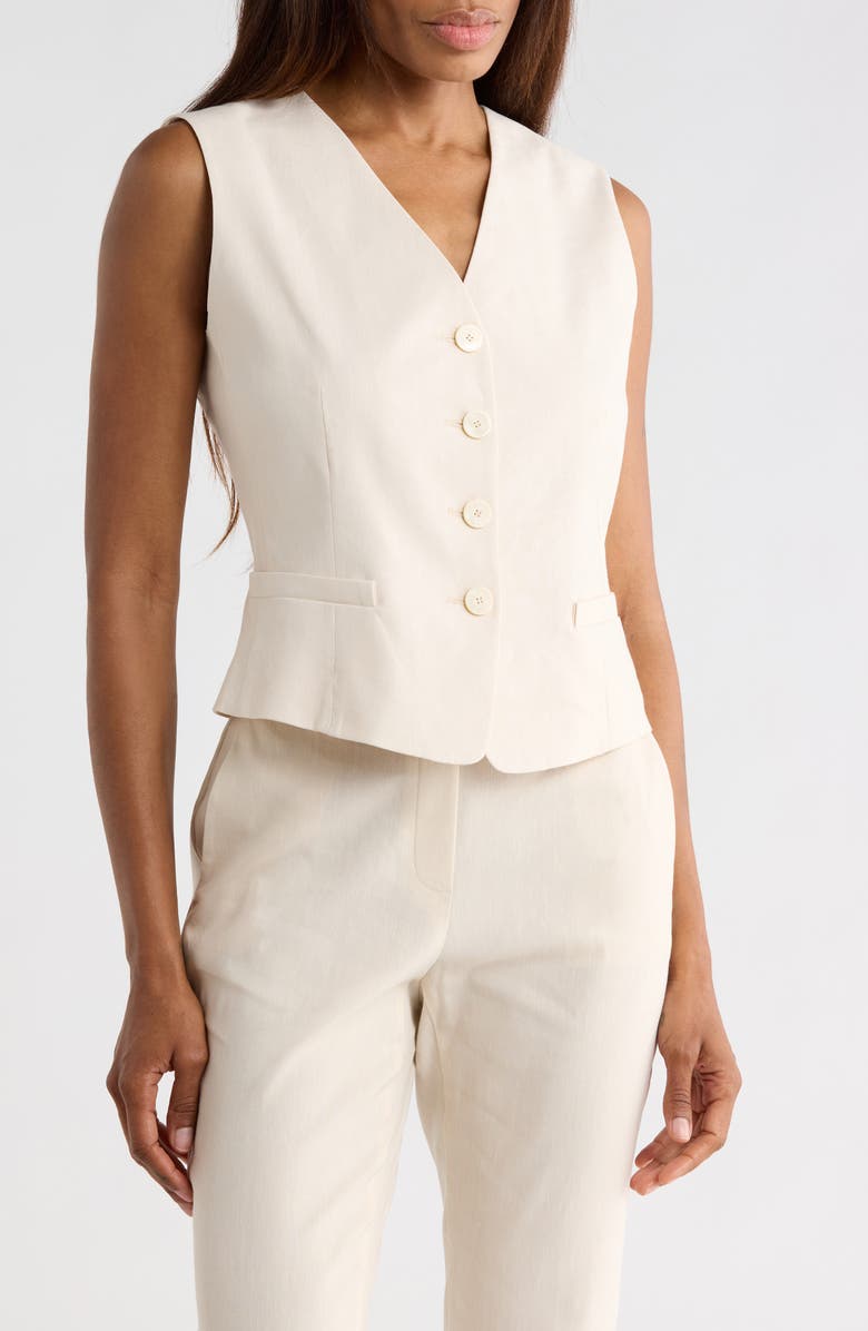 Theory Linen Blend Vest, Main, color, Sand